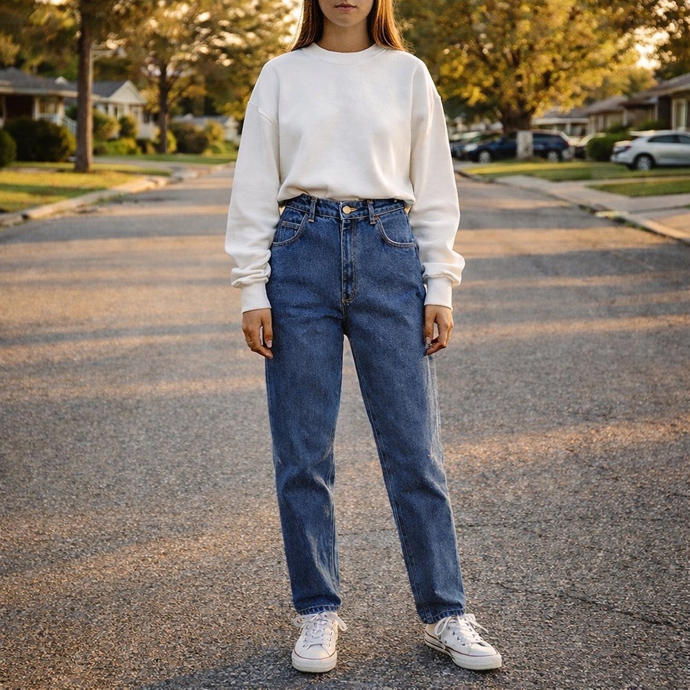 Vintage Lee Jeans USA Made 30x30 High‎ Rise Mom Denim Tapered Blue 90s Made -USA